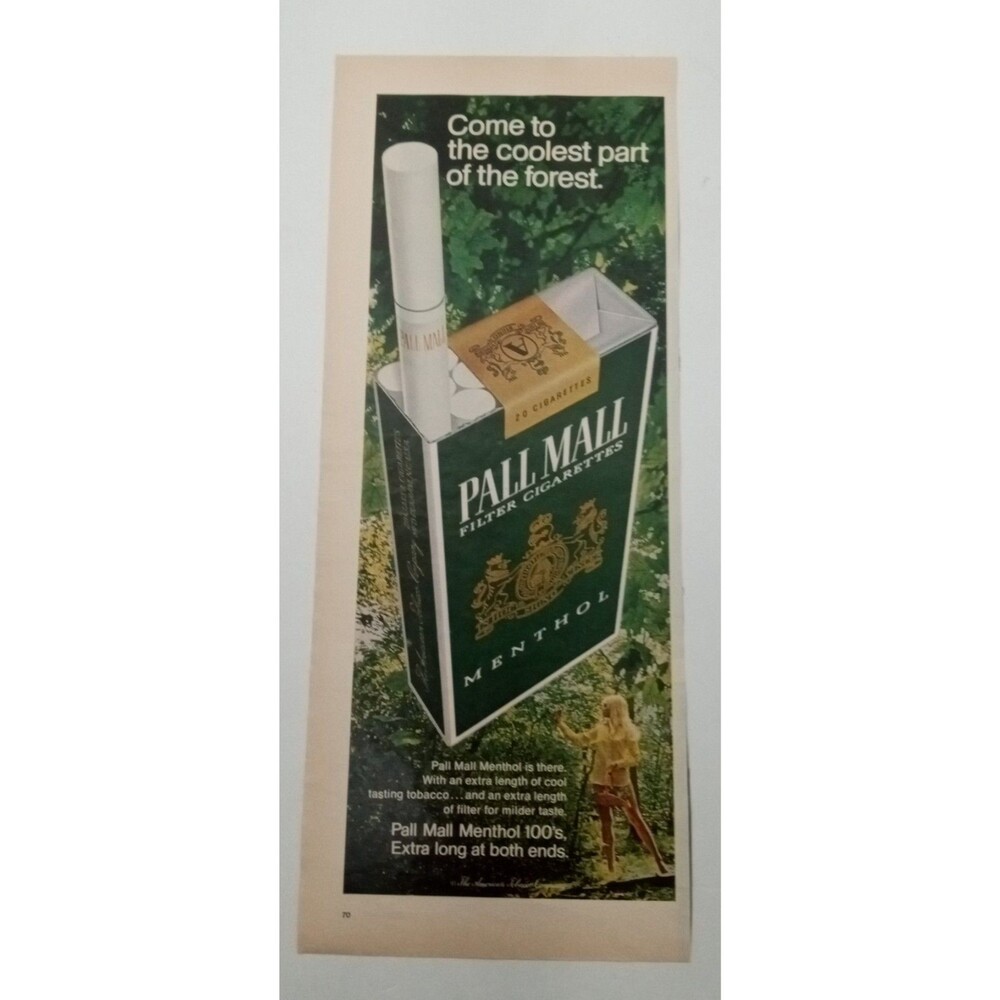 Pall Mall Menthol Cigarette Green Pack Advertisement Vintage Print Ad 1969